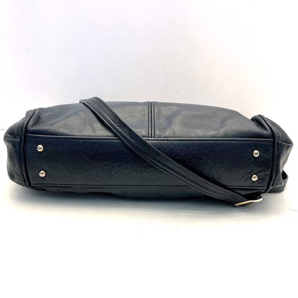 Vtg SAS Shoulder Bag Navy Blue Leather Purse Hand Sewn Made USA Pockets - Picture 3 of 13